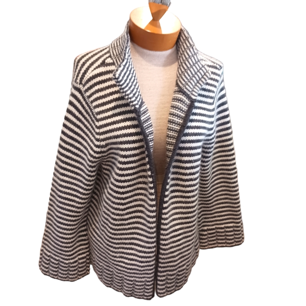 Size XL Talbots Angora Lambs Wool Women’s Sweater Cardigan Merino Wool Striped